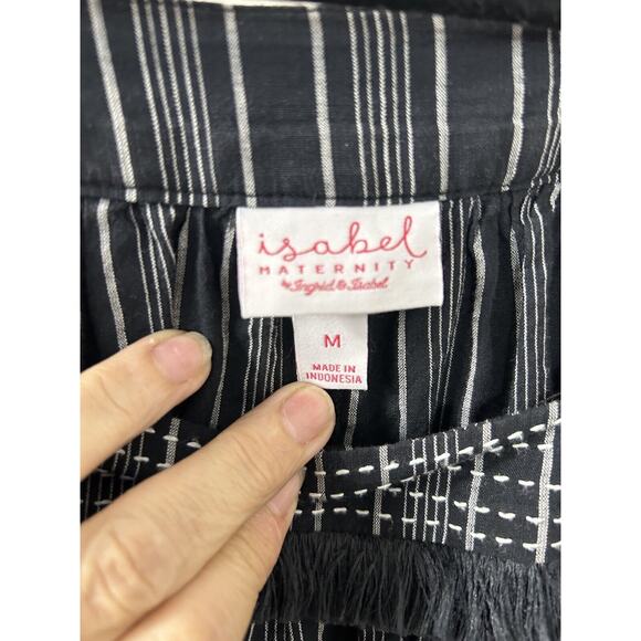 isabel Maternity by Ingrid & Isabel Blouse M Black Stripe Feminine Western Boho - Picture 4 of 9